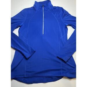 Champion Women's Duo Dry Athletic Shirt Half Zip Long Sleeve Pockets Blue Sz Med